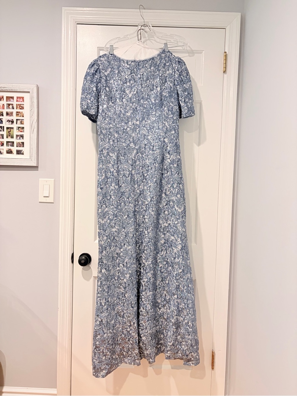 Xscape Size 16 Blue Sequin Lace Formal Gown Maxi Dress - Picture 5 of 16